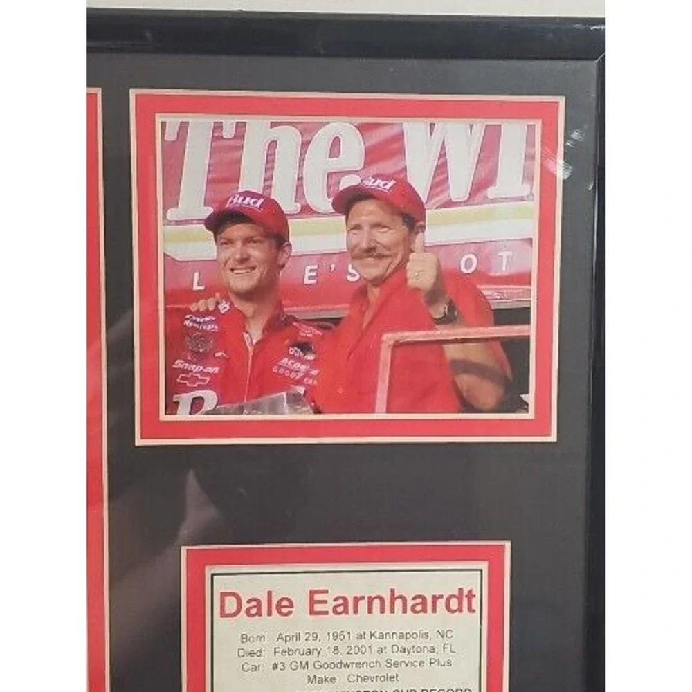Dale Earnhardt Winston Cup Champion Win List Picture Framed Vintage 14x11